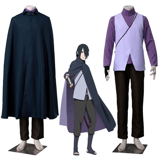 Anime Naruto Boruto Costume Uchiha Sasuke as Father Cosplay Costume full Outfit for Men Kids