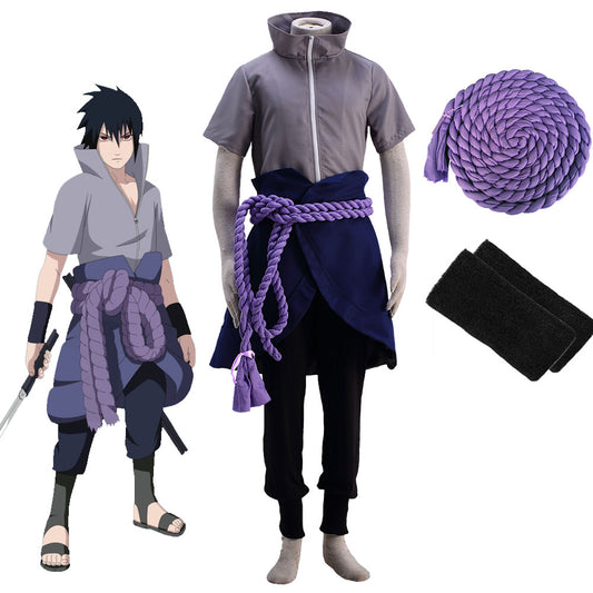 Anime Naruto Costume Uchiha Sasuke Ninja War Cosplay Costume Outfit for Men Kids
