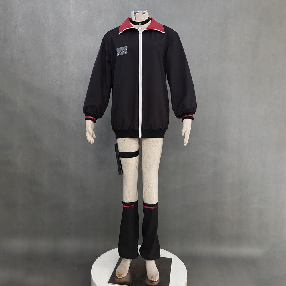 Anime Naruto Boruto Costume Sarada Uchiha Grown-up Cosplay Costume full Outfit for Adults and Kids
