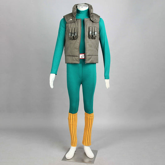 Anime Naruto Costume Might Guy Green Cosplay Jumpsuit Costume for Men Kids