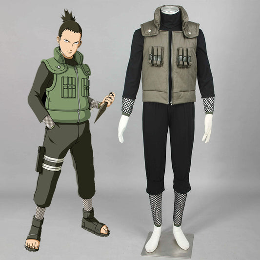 Anime Naruto Costume Shikamaru Fighting War Cosplay Costume Outfit for Men Kids