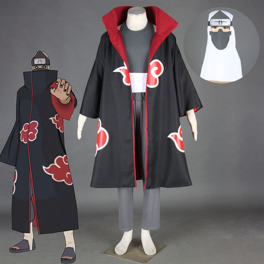 Anime Naruto Costume Akatsuki Kakuzu Cosplay Costume Outfit with Hat for Men Kids