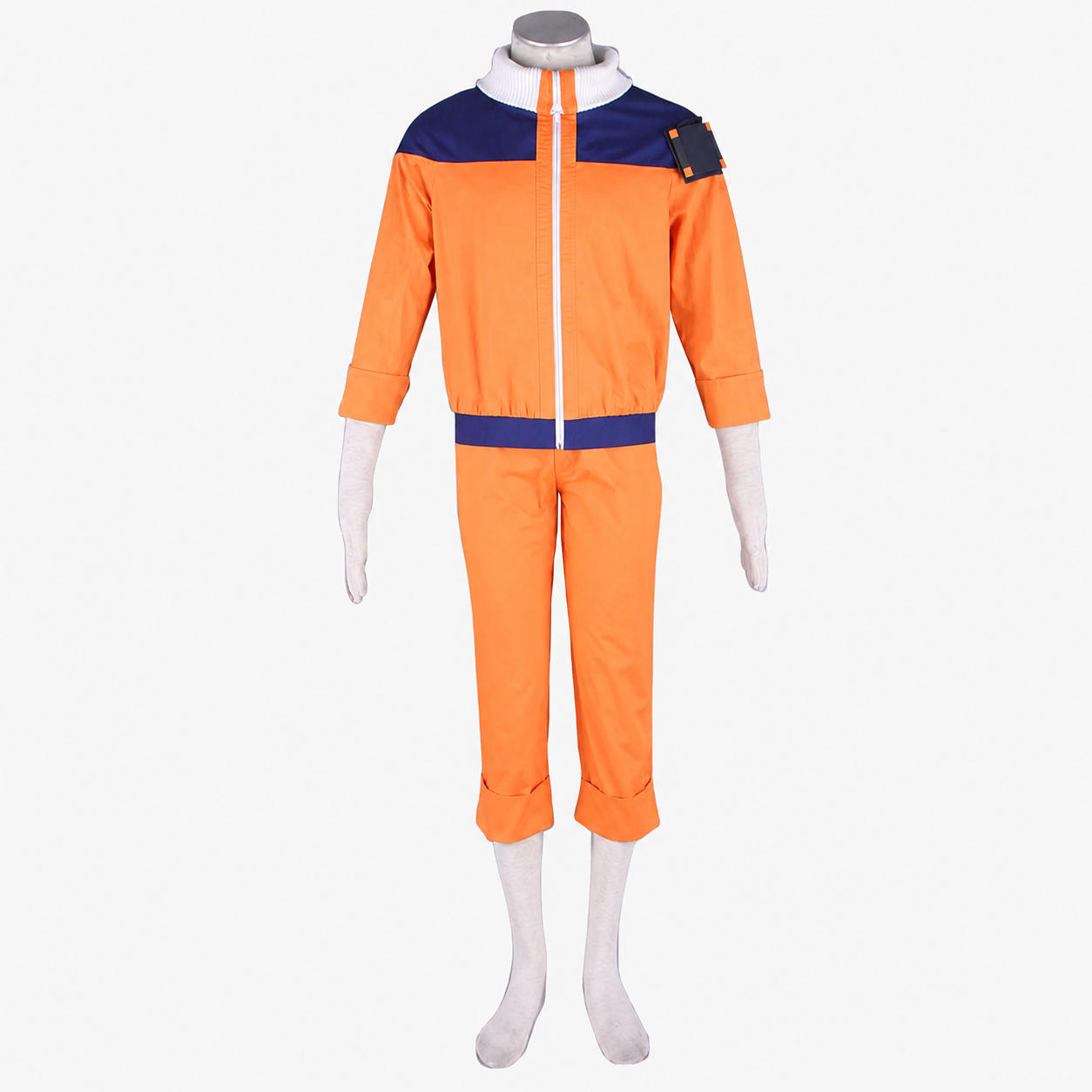 Anime Nine-Tailed Fox Spirit Power Ninja Childhood Orange Cosplay Outfit Costume for Men Kids