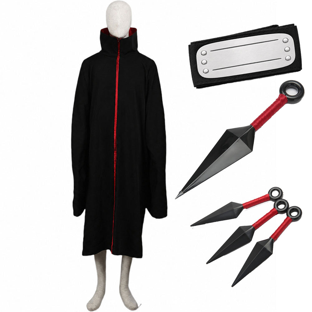 Red Cloud Option - Anime Red Eye Crow Summoner Rogue Ninja Cosplay Cloak with Accessories for Men Kids