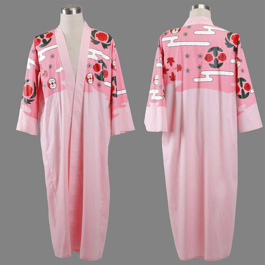 Anime Squad 8 Captain Cosplay Pink Floral Kimono Robe Costume for Men Kids