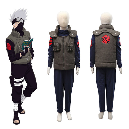 Anime Naruto Costume Kakashi Cosplay Jonin Ninja Costume Uniform for Men Kids
