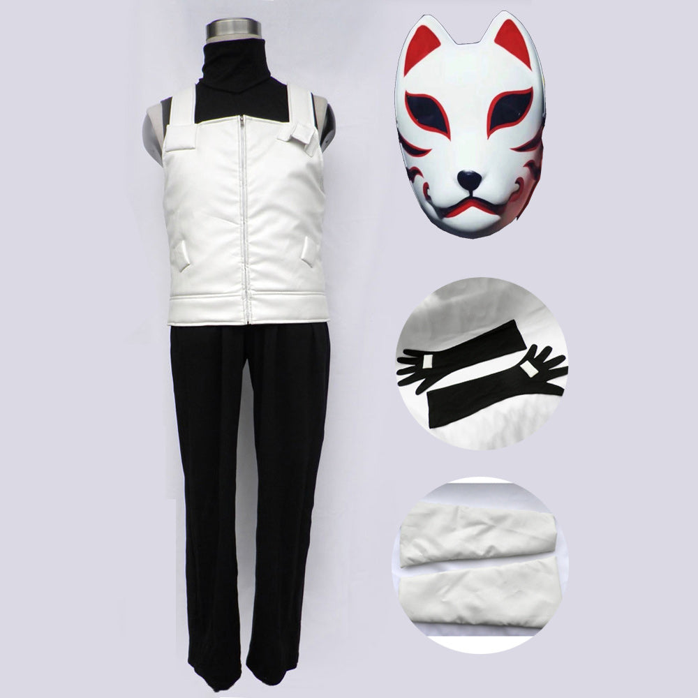 Anime Legendary Copy Ninja Black Ops Style Cosplay Outfit with Fox Mask for Men Kids