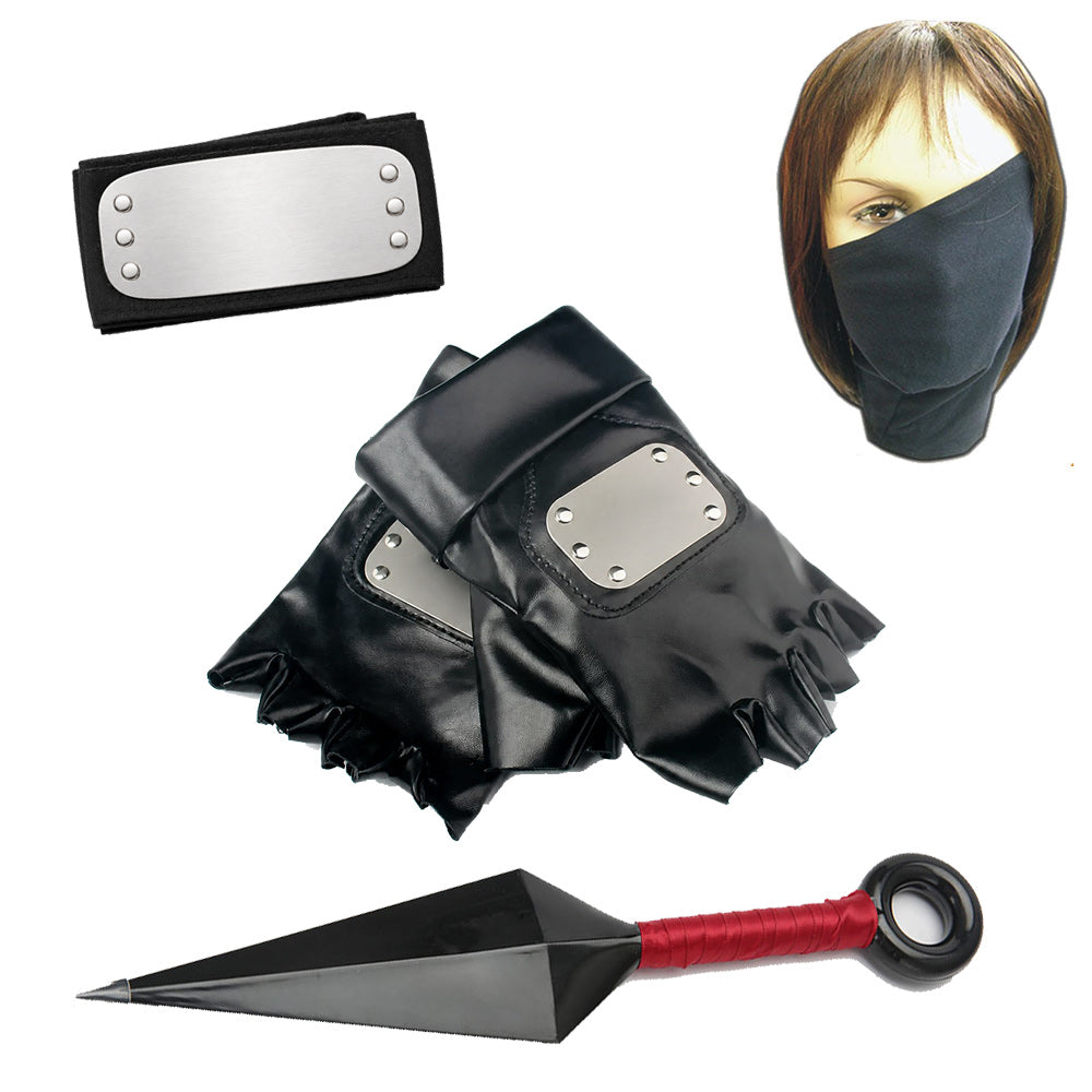 Anime Masked Copy Ninja Cosplay Accessories Mask Gloves Kunai Headband