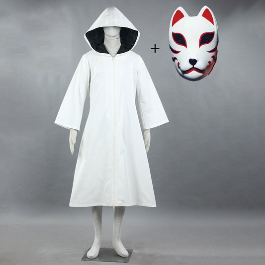Anime Black Ops Shadow Ninja Cosplay Cloak With Fox Mask for Men Kids Halloween
