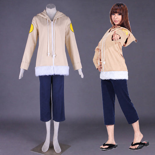 Anime White-Eyed Shy Ninja Princess Childhood Cosplay Costume Outfit for Women Kids