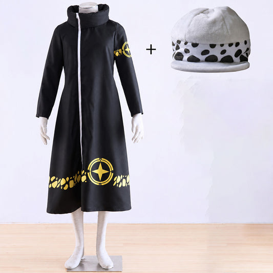 Anime Surgeon of Death Pirate Cosplay Robe Cloak with Spotted Hat for Men