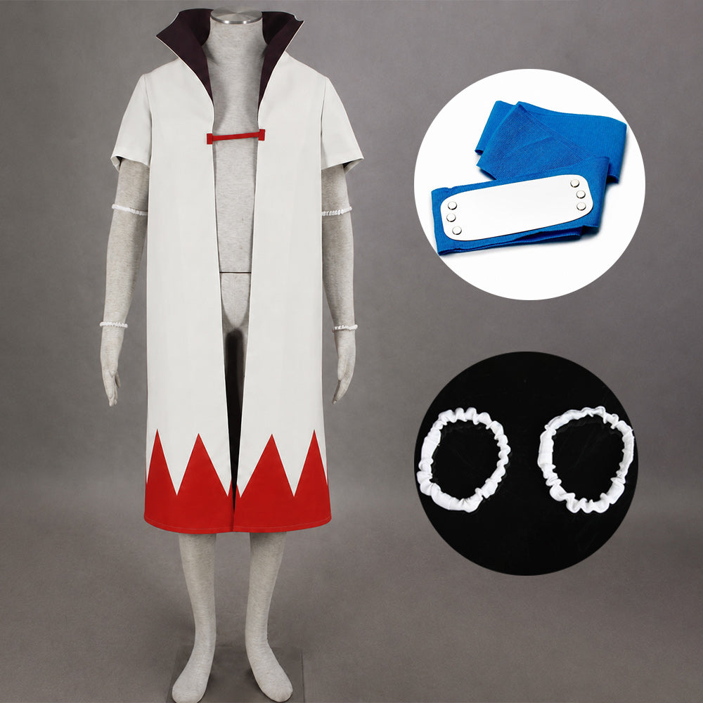 Anime Fourth Village Leader Yellow Flash Cosplay Cloak with Headband for Men Kids