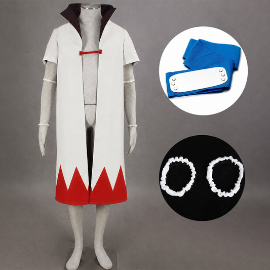 Anime Fourth Village Leader Yellow Flash Cosplay Cloak with Headband for Men Kids