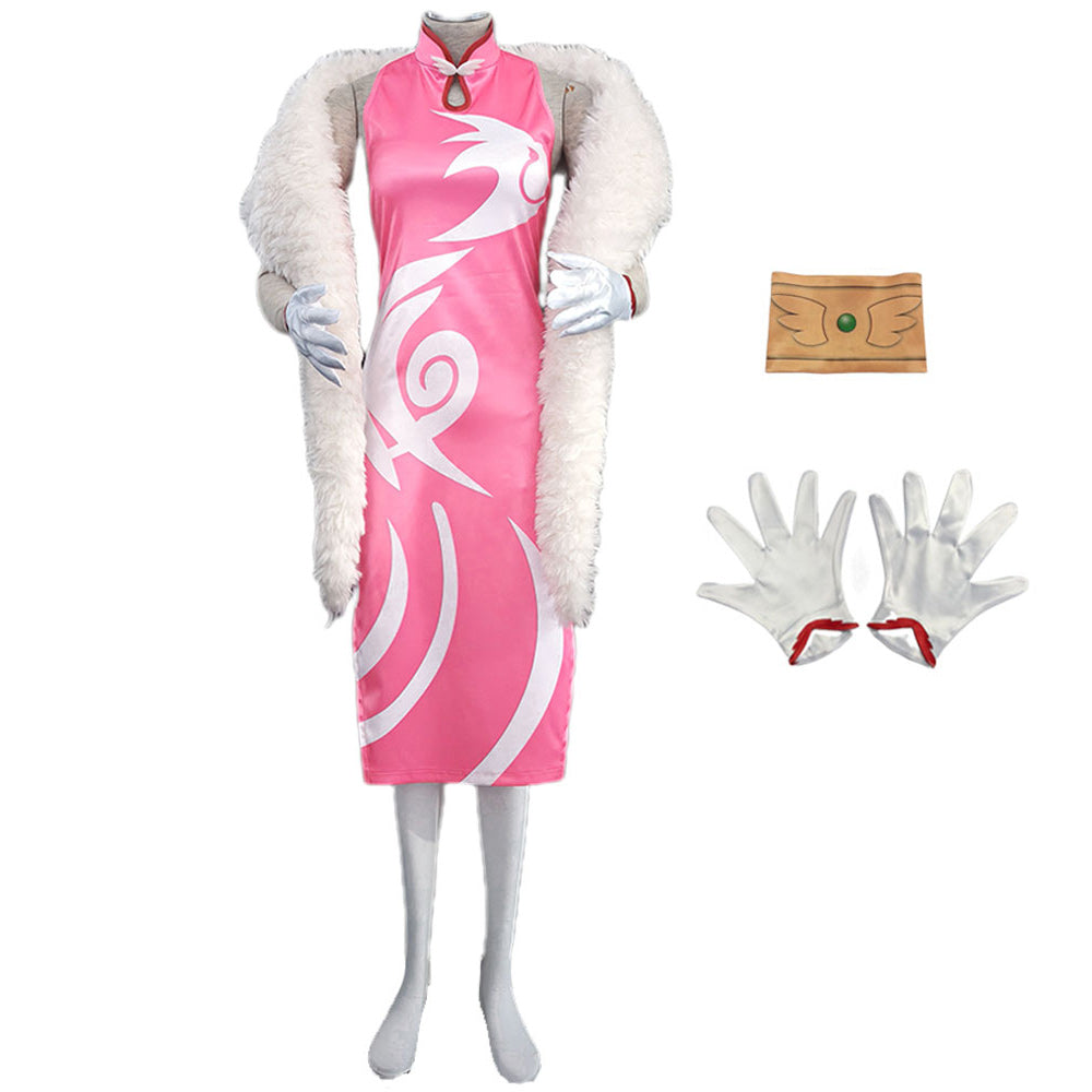 Women and Kids Anime Cherry Blossom Medical Ninja Cosplay Cheongsam Pink Dress Halloween Costume