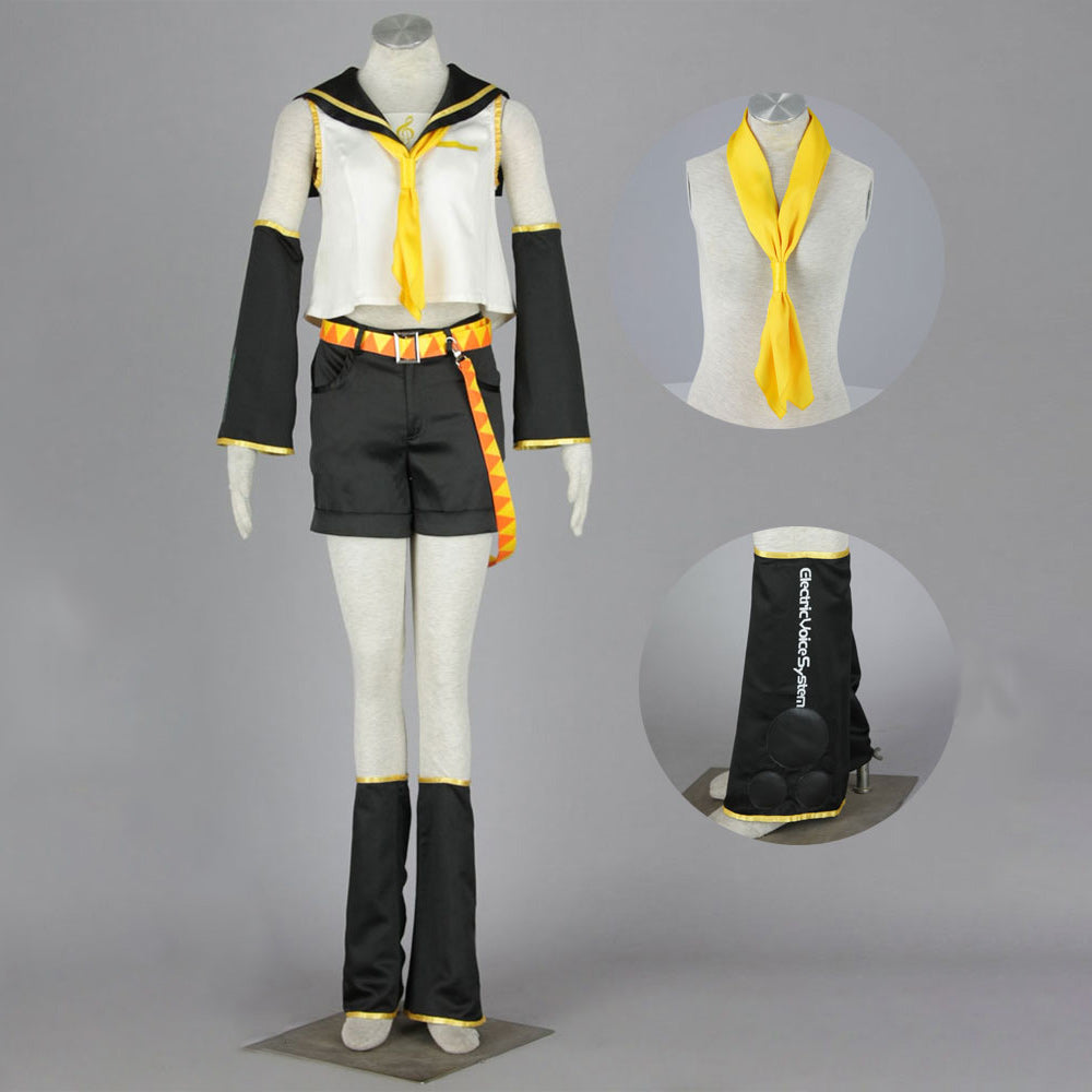 Women and Kids Yellow Virtual Twin Singer Sailor Cosplay Costume with Accessories