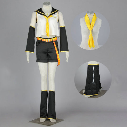 Women and Kids Yellow Virtual Twin Singer Sailor Cosplay Costume with Accessories