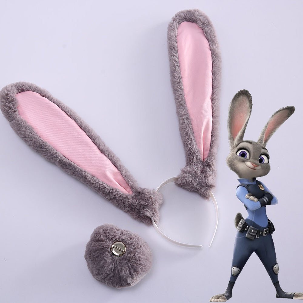 Zootopia Costume Judy Hopps The Rabbit Ears Headband and Tail Cosplay Accessories
