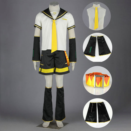 Men and Kids Yellow Virtual Twin Singer Sailor Cosplay Costume with Accessories