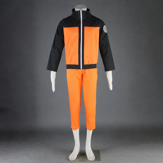 Anime Nine-Tailed Fox Spirit Power Ninja Teen Orange Cosplay Outfit Costume for Men Kids