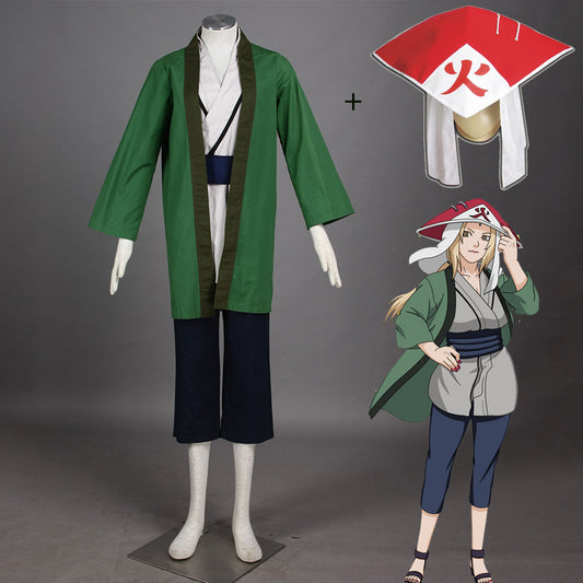 Anime Naruto Costume Tsunade 5th Hokage Cosplay Outfit with Hokage Hat for Women Kids