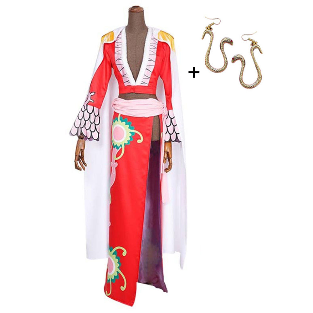 Anime Pirate Empress Snake Princess Cosplay Dress Outfit with Snake Earrings