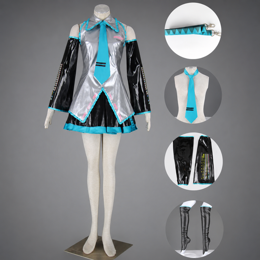 Women and Kids Virtual Pop Diva Singer Silver Cosplay Costume with Accessories