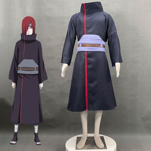 Anime Naruto Costume Nagato Cosplay Cloak with Headband and Accessories for Men Kids