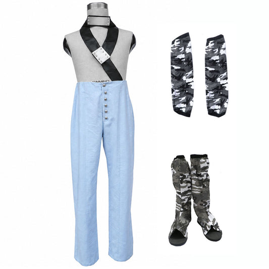 Anime Bandage-Masked Giant Sword Ninja Shirtless Cosplay Outfit With Shoes for Men Kids