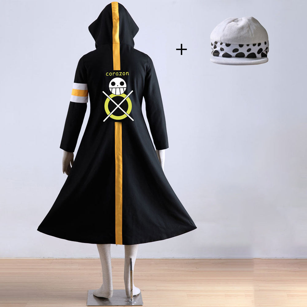 Anime Pirate Adventure Surgeon of Death Cosplay Costume Cloak Robe with Hat Unisex