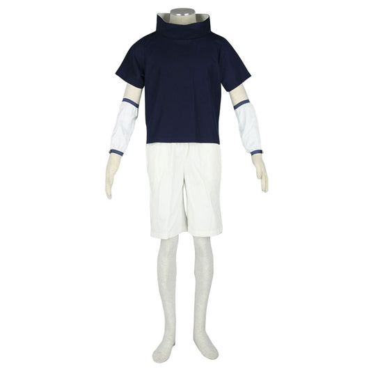 Anime Naruto Costume Uchiha Sasuke Childhood Cosplay Costume with Headband for Men Kids