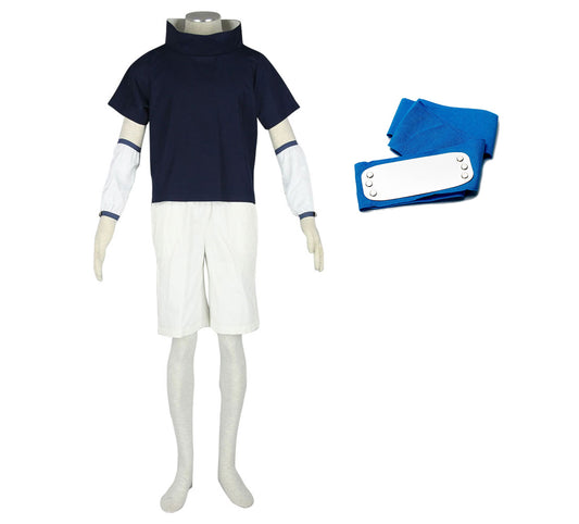 Anime Red Eye Avenger Ninja Childhood Cosplay Costume Outfit with Headband for Men Kids