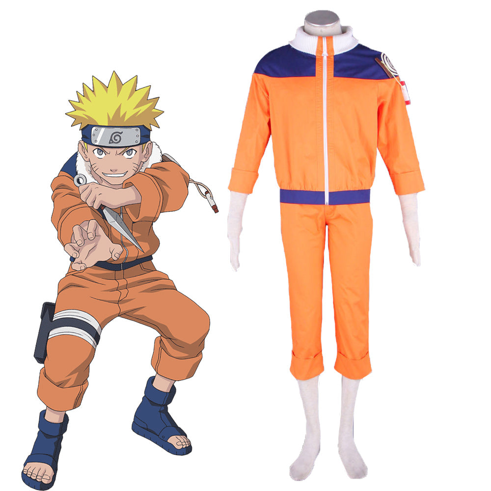 Anime Naruto Costume Uzumaki Naruto Childhood Orange Cosplay Outfit Costume for Men Kids