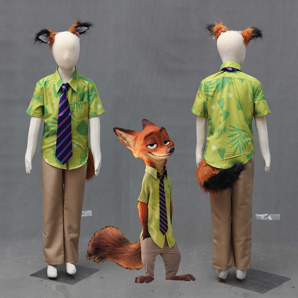 Kids and Men Zootopia Costume The Fox Nick Wilde Cosplay Halloween Costume