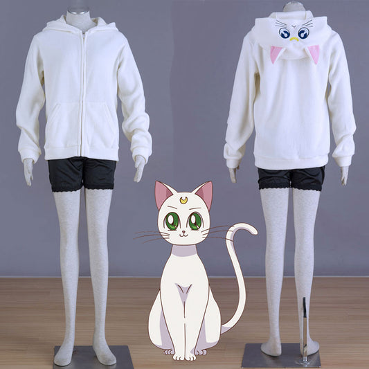 Women and Kids Sailor Moon Costume The White Cat Artemis Cosplay Hoodie