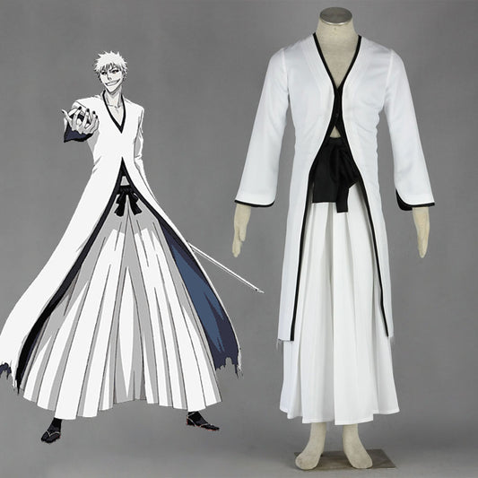 Bleach Costume Kurosaki Ichigo Cosplay White Kimono Full Outfit for Men and Kids