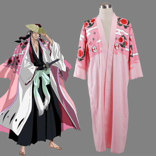 Bleach Kyoraku Shunsui Cosplay Kimono Robe 8th Division Captain Costume for Men and Kids