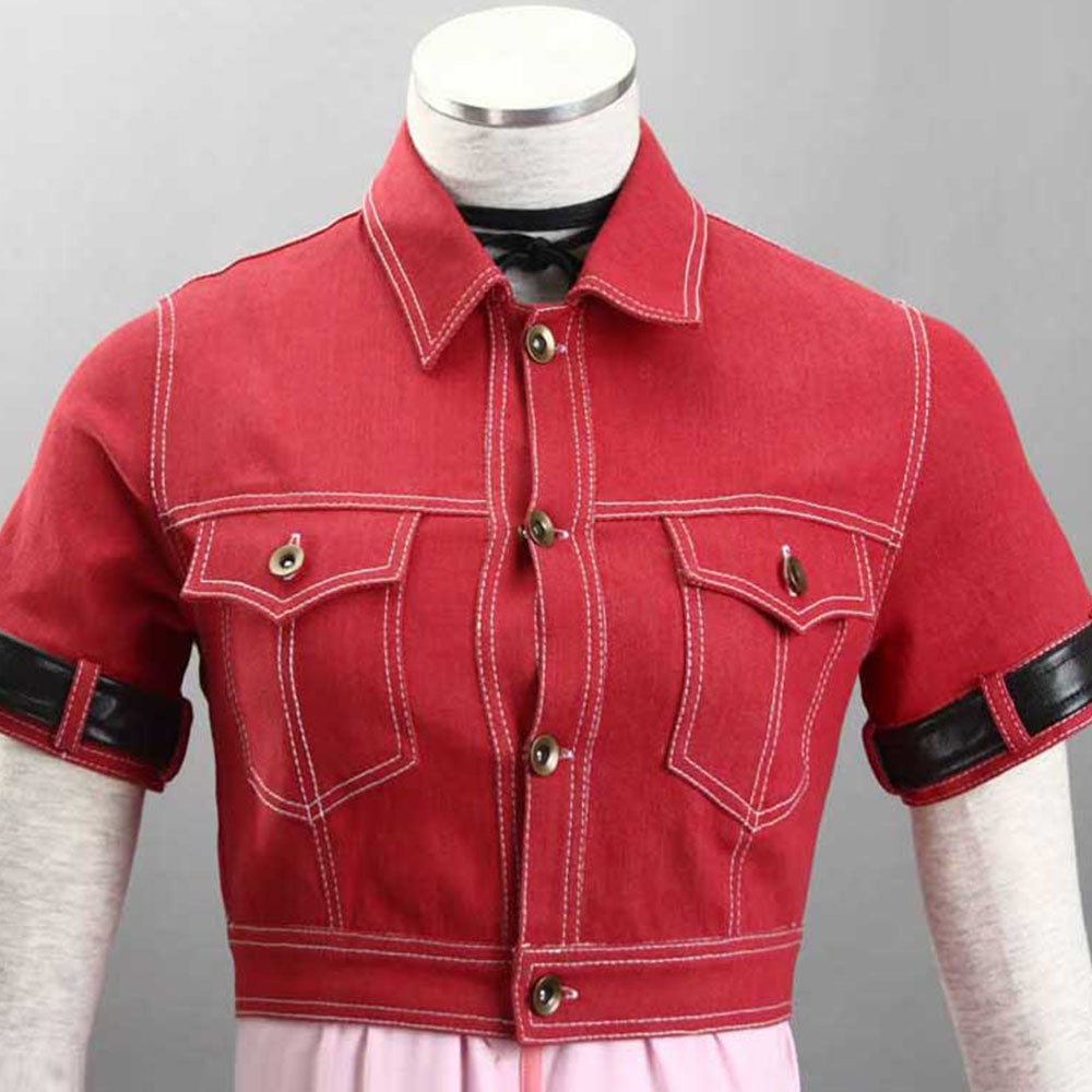 Final Fantasy 7 Costume Aerith Gainsborough Cosplay Suits with Accessories for Women and Kids