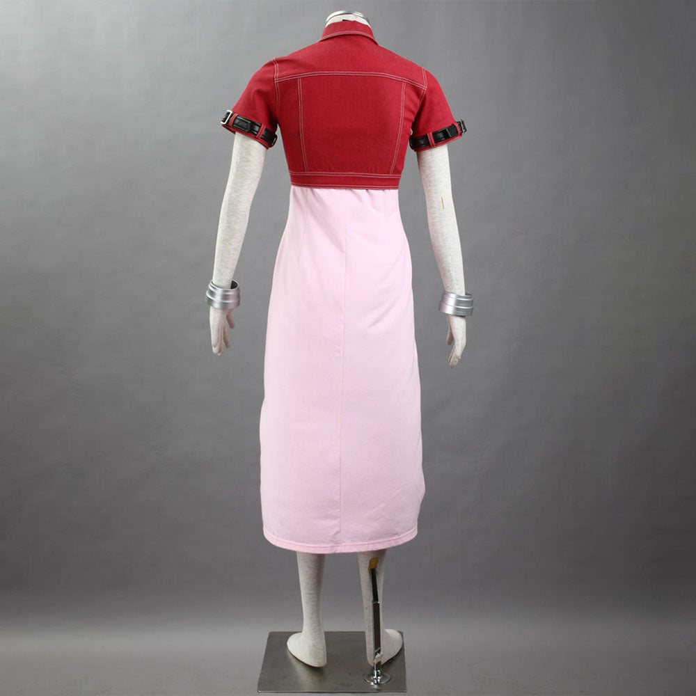 Final Fantasy 7 Costume Aerith Gainsborough Cosplay Suits with Accessories for Women and Kids