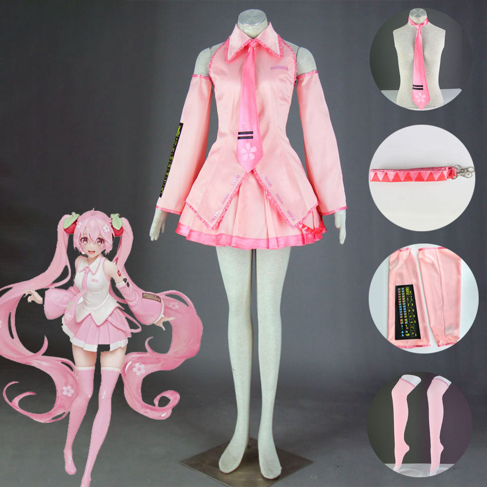Women and Kids Vocaloid Sakura Hatsune Miku Sailor Cosplay Costume with Accessories