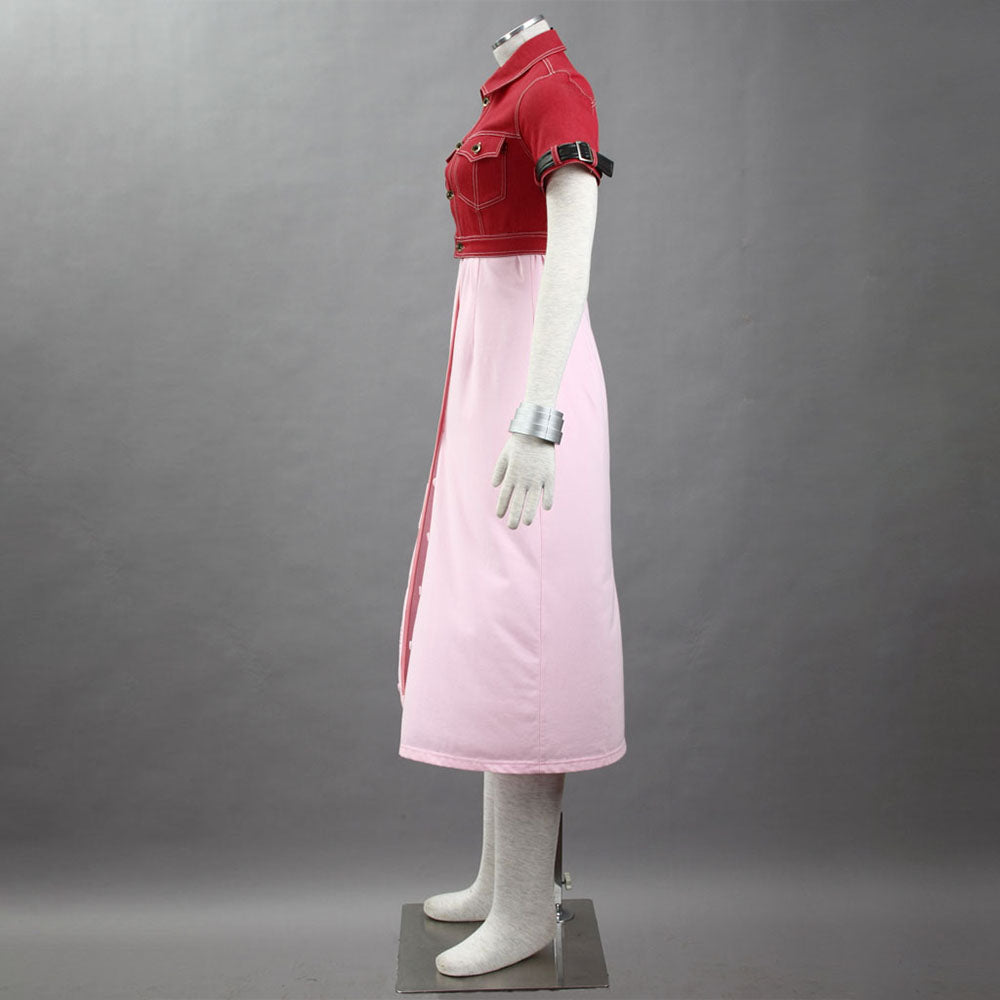 Final Fantasy 7 Costume Aerith Gainsborough Cosplay Suits with Accessories for Women and Kids