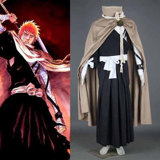 Bleach Costume Kurosaki Ichigo Cosplay full Outfit with Robe for Men and Kids