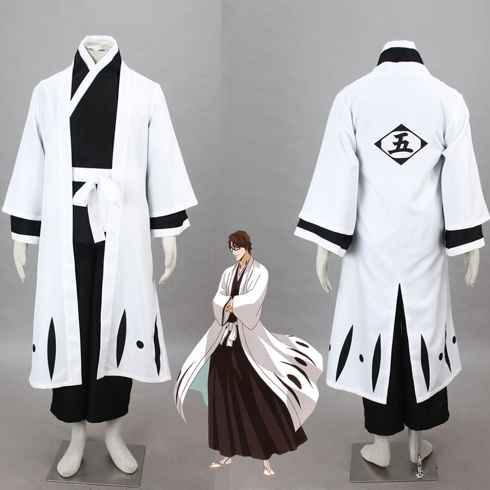 Bleach Costume Aizen Sousuke Cosplay Kimono Set 5th Division Captain Costume for Men and Kids