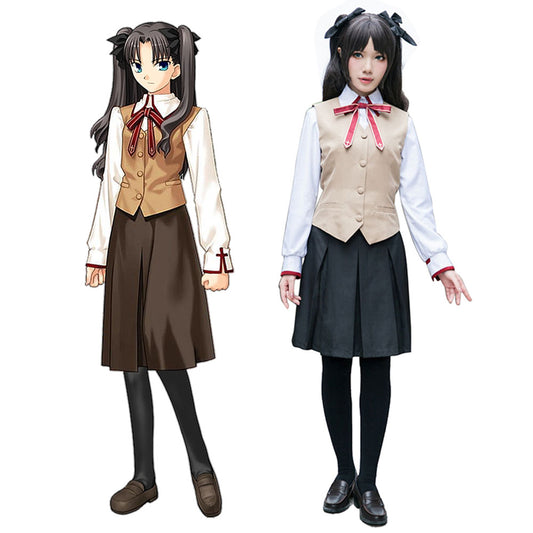 Fate / Stay Night Costume Rin Tohsaka Autumn School Uniform Cosplay Set for Women and Kids