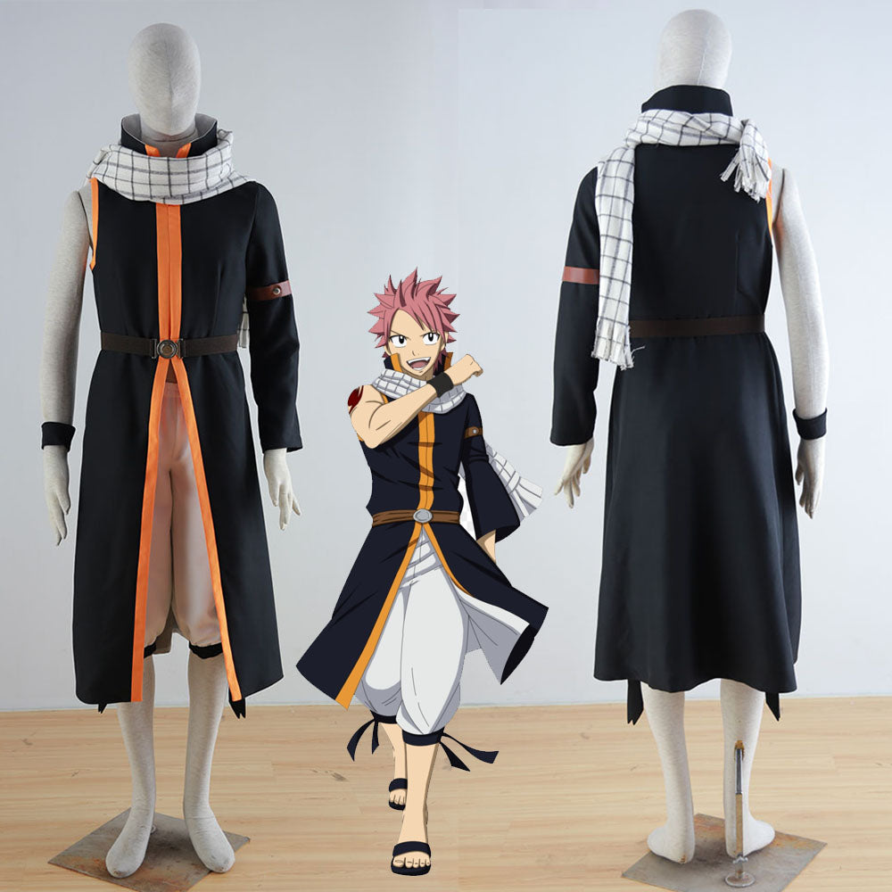Fairy Tail Costume Natsu Dragneel Cosplay Set with Scarf for Men and Kids