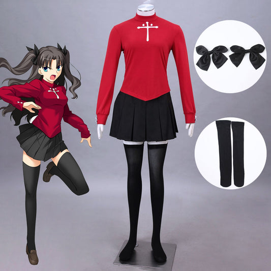 Fate / Stay Night Costume Rin Tohsaka Cosplay Set with Accessories for Women and Kids