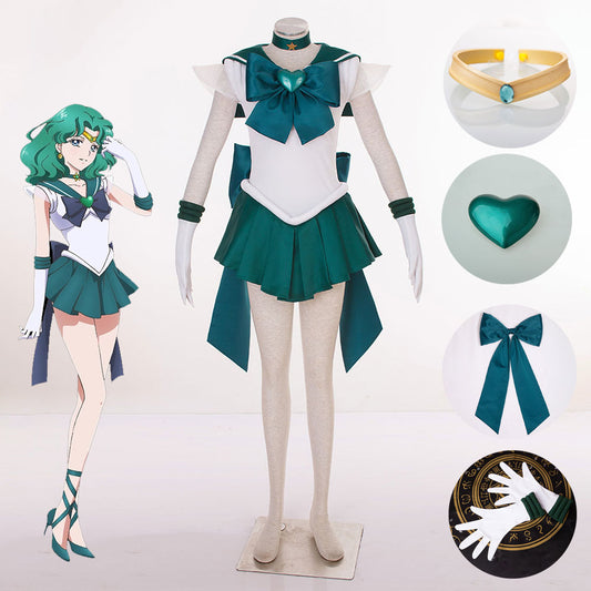 Women and Kids Sailor Moon Super S Costume Sailor Neptune Kaiou Michiru Cosplay with Accessories