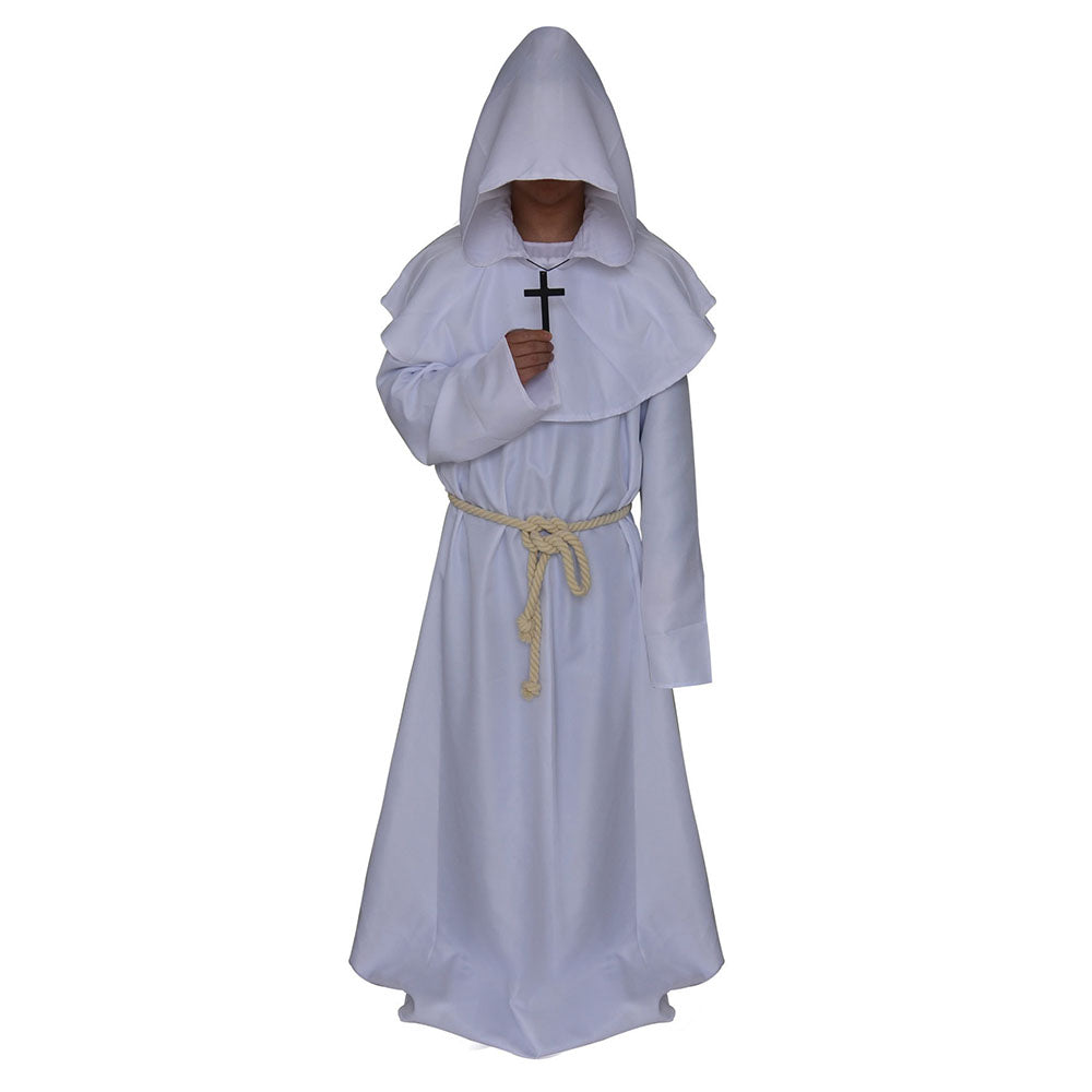 Halloween Costume Cloak Middle Age Monk Wizard Priest Cosplay Long Robe Unisex