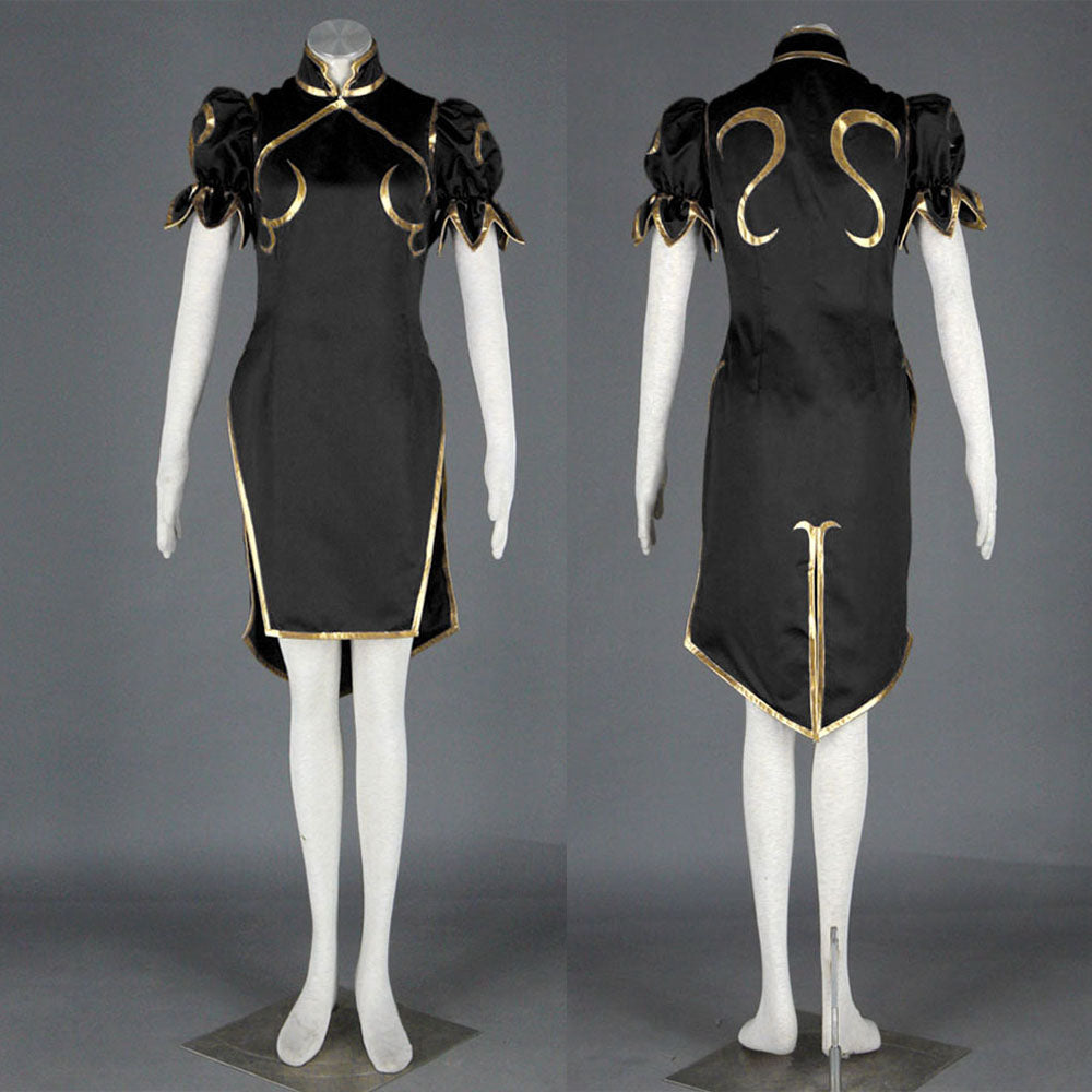 chun li black dress Street Fighter Costume Chun Li Cosplay Black Dress with Accessories fo – pro-costumes