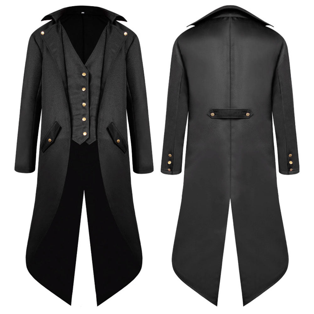 Halloween Costume Coat Middle Age Steampunk Vintage Unifrom Cosplay for Men and Kids