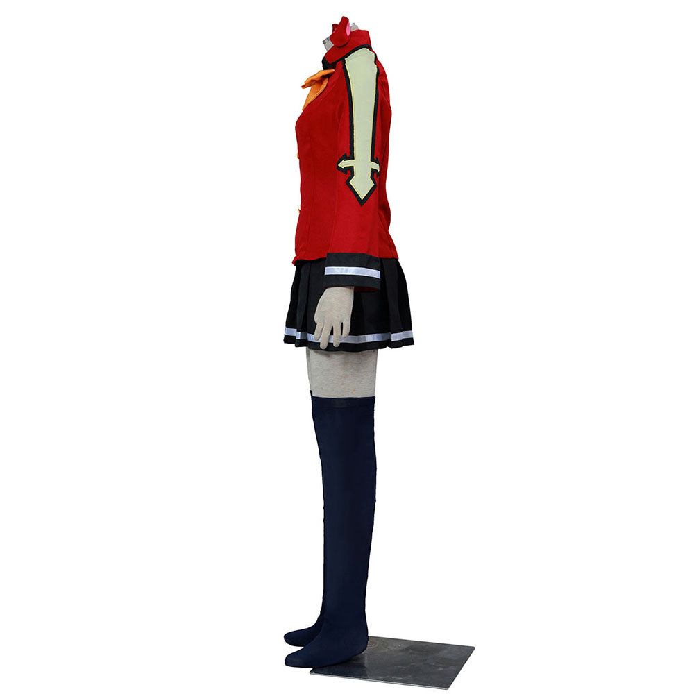 Fairy Tail Costume Wendy Marvell Red Uniform Cosplay Set for Women and Kids